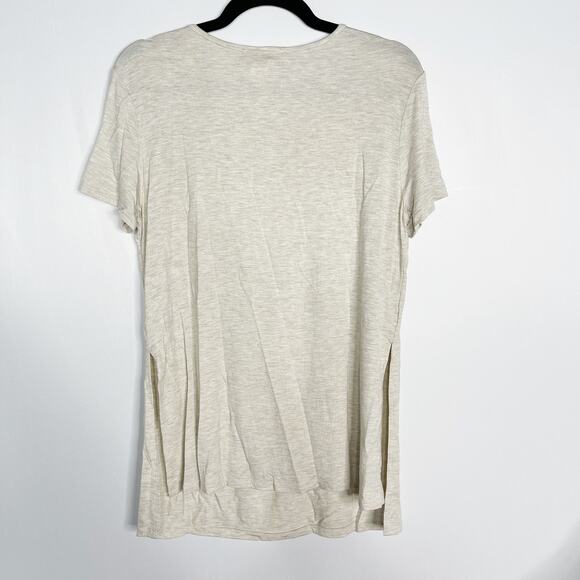 New BLVD Medium M Cream Drink Wine Save Animals Tee Modal Stretch Side Slit - Picture 2 of 8